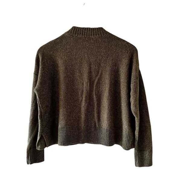 Madewell Button Down Cotton Boxy Cropped Long Sleeve Sweater Olive SZ S # 2394 - Picture 5 of 14